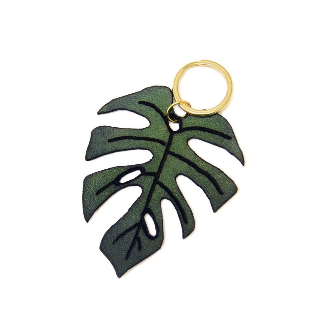 Leather Monstera Leaf Keyring